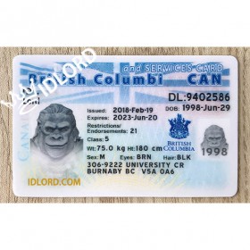 British Columbia scannable card